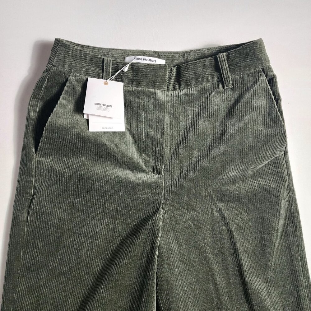 Norse Projects Jelena Cords Ivy Green Women's Size 34 Made in Italy - Picture 2 of 13